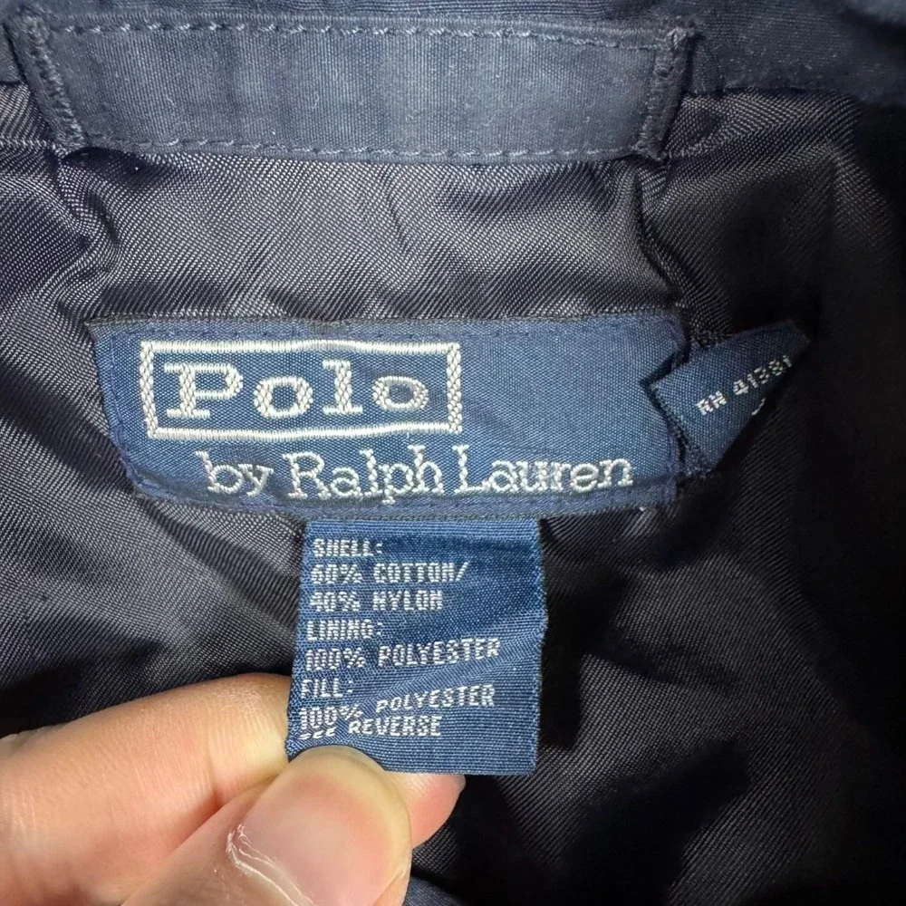 Polo Ralph Lauren Mens‎ XXL Navy Blue Full Zip Cotton Nylon Puffer Jacket Bomber